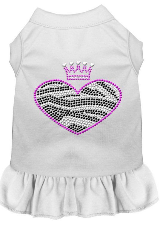 Zebra Heart Rhinestone Dress White XS